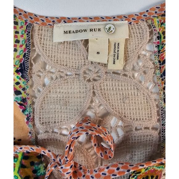 Anthropologie peasant neutral lace mixed media chiffon layering boho blouse S - Picture 5 of 7